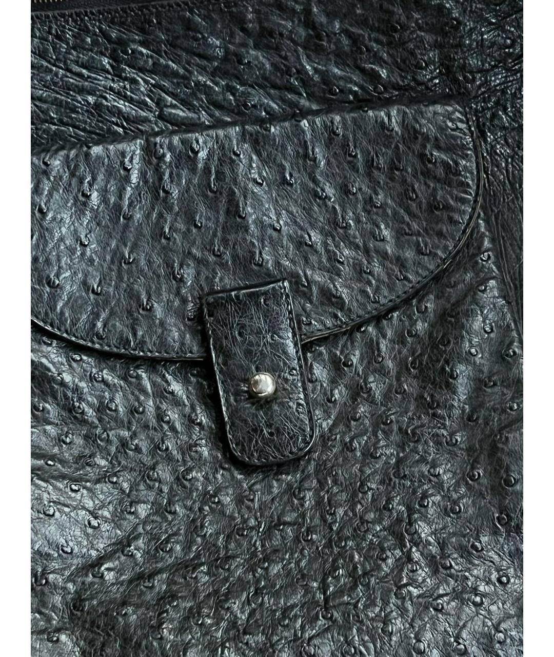 DELVAUX Черная сумка тоут из экзотической кожи, фото 2