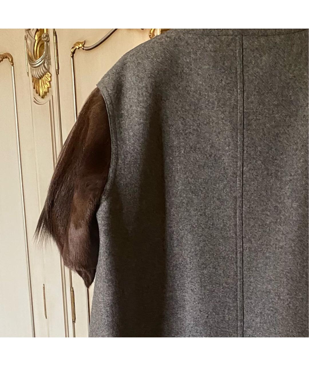 FENDI Серое шерстяное пальто, фото 7