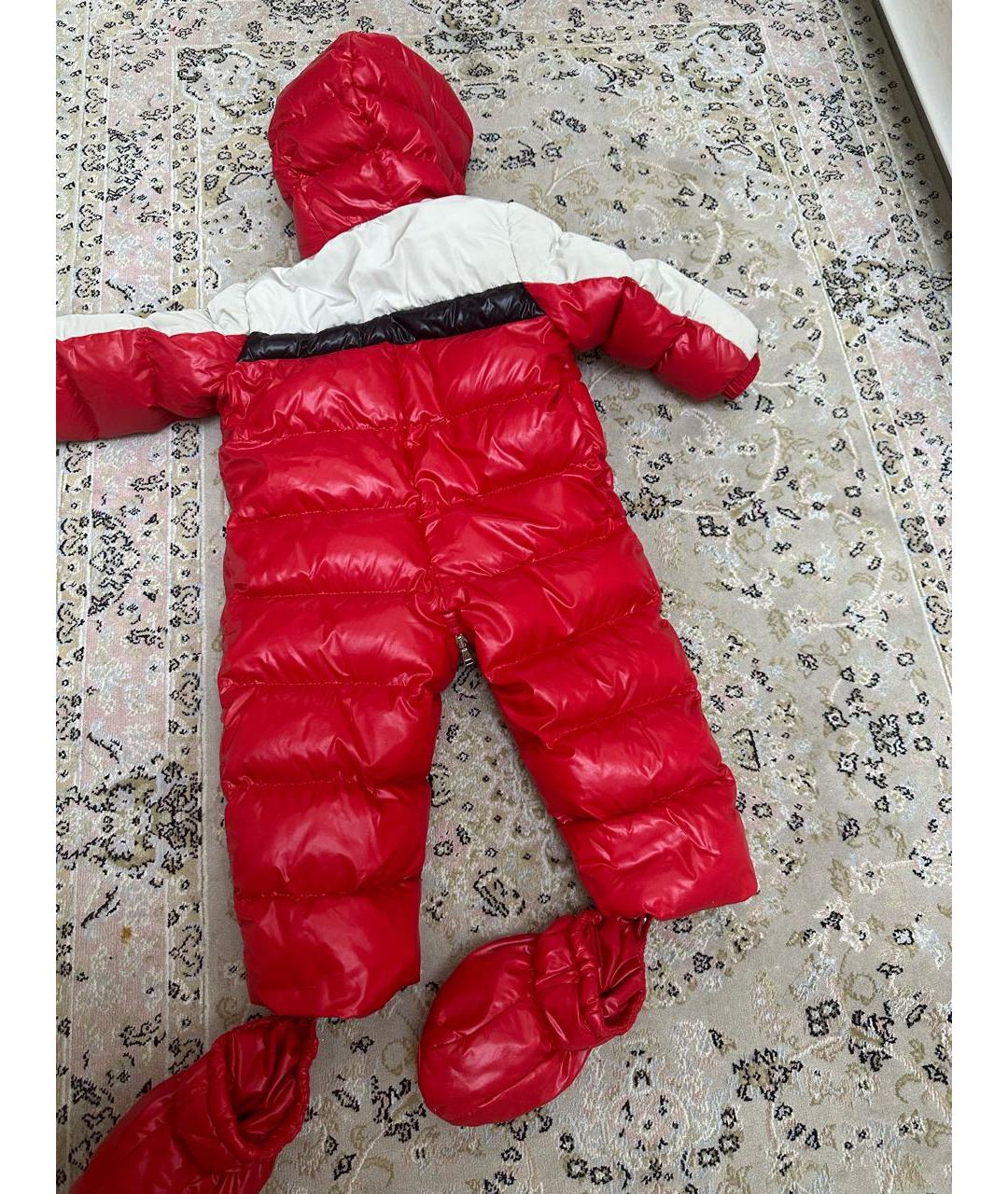 MONCLER KIDS Красный полиэстеровый комбинезон, фото 2