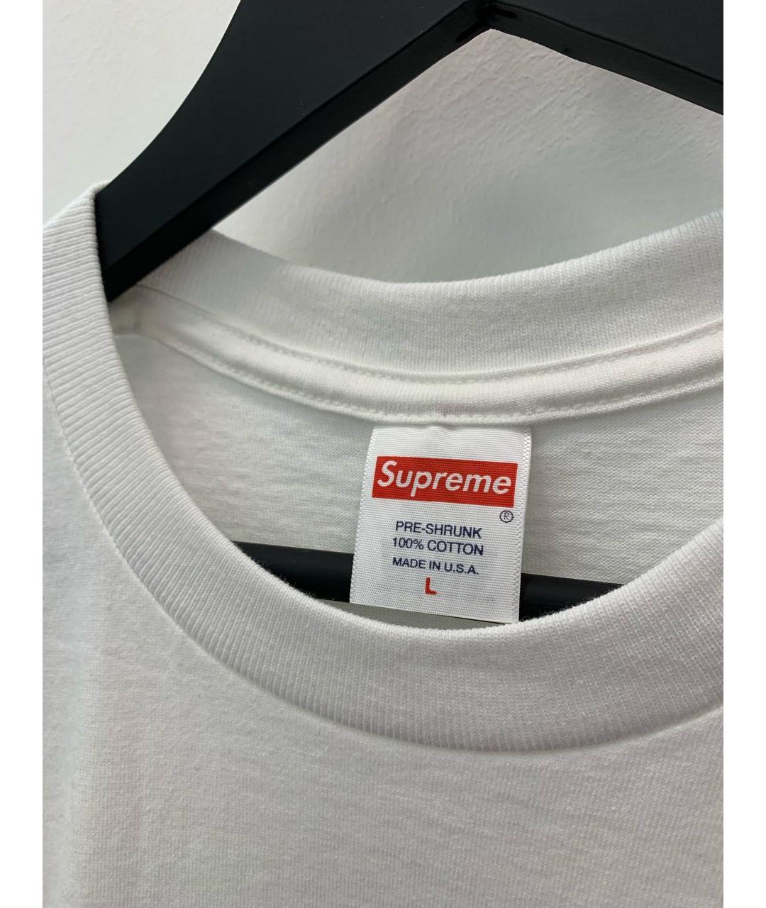 SUPREME Белая хлопковая футболка, фото 3