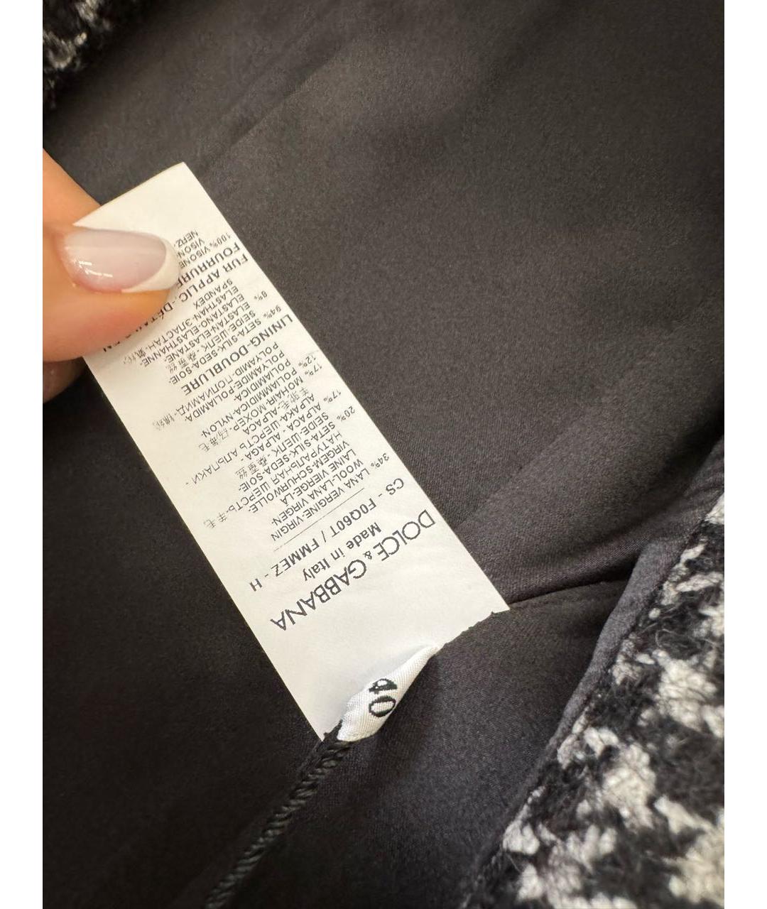 DOLCE&GABBANA Черное шерстяное пальто, фото 4