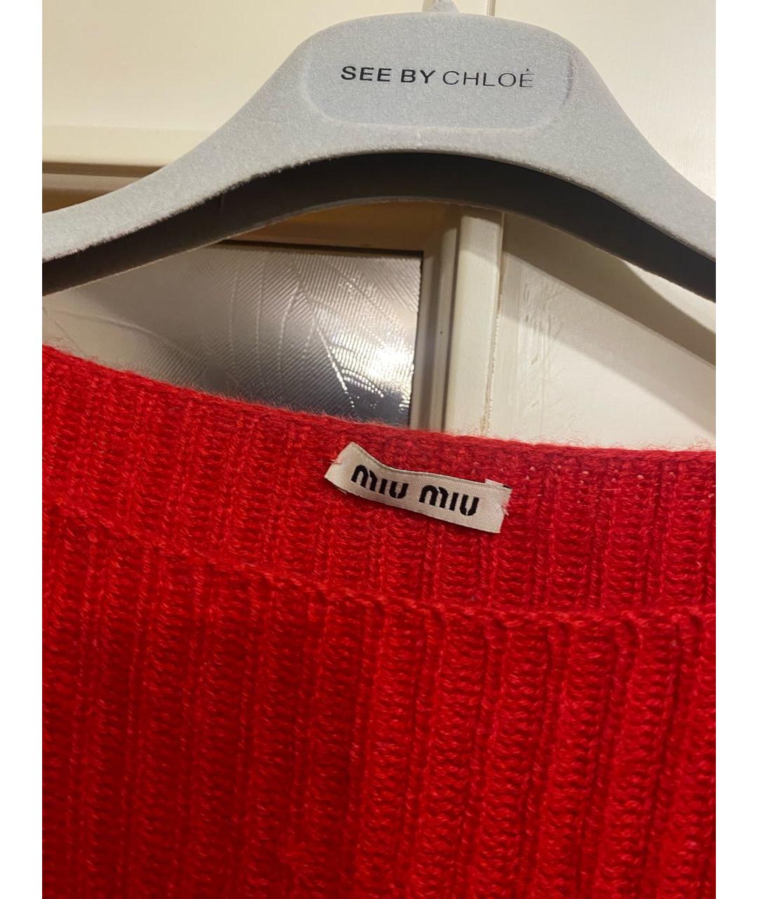 MIU MIU Красный кашемировый джемпер / свитер, фото 3