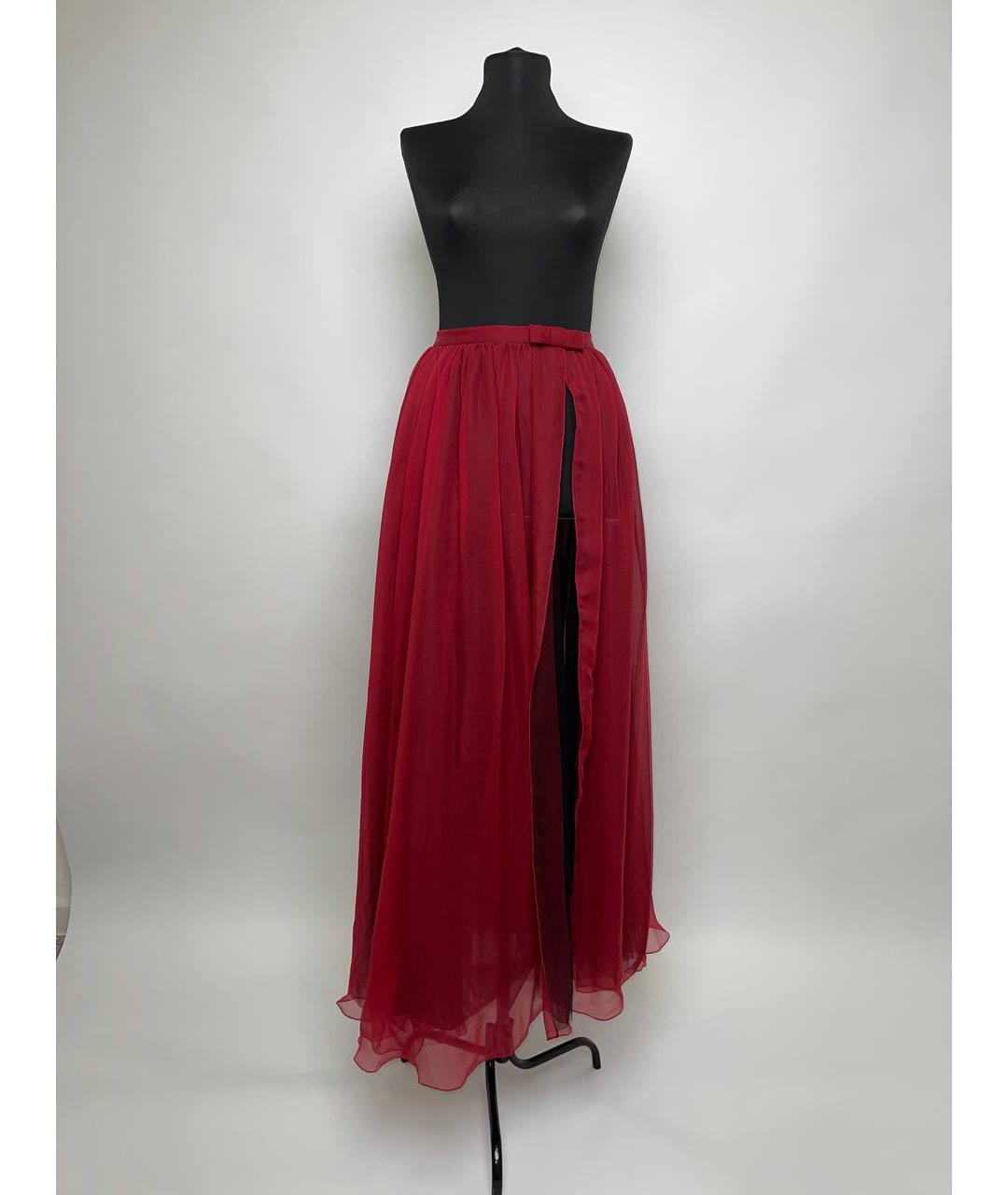 CHRISTIAN DIOR Красная шелковая юбка макси, фото 6