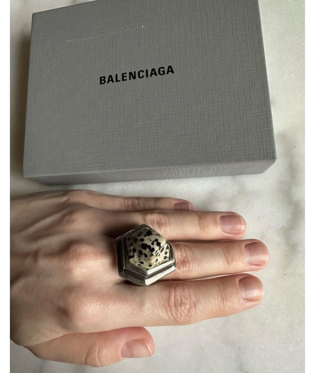 BALENCIAGA Серебряное металлическое кольцо, фото 4