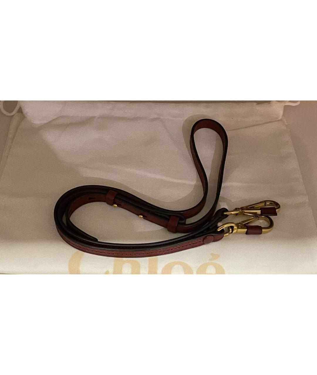 CHLOE Бордовая кожаная сумка с короткими ручками, фото 7