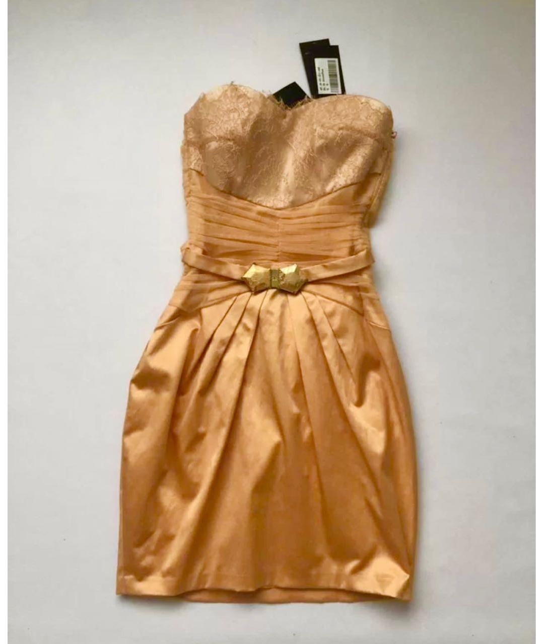ELISABETTA FRANCHI Оранжевое полиэстеровое коктейльное платье, фото 6