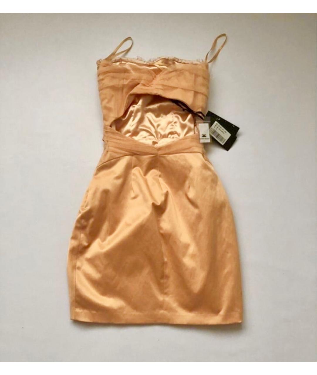 ELISABETTA FRANCHI Оранжевое полиэстеровое коктейльное платье, фото 2