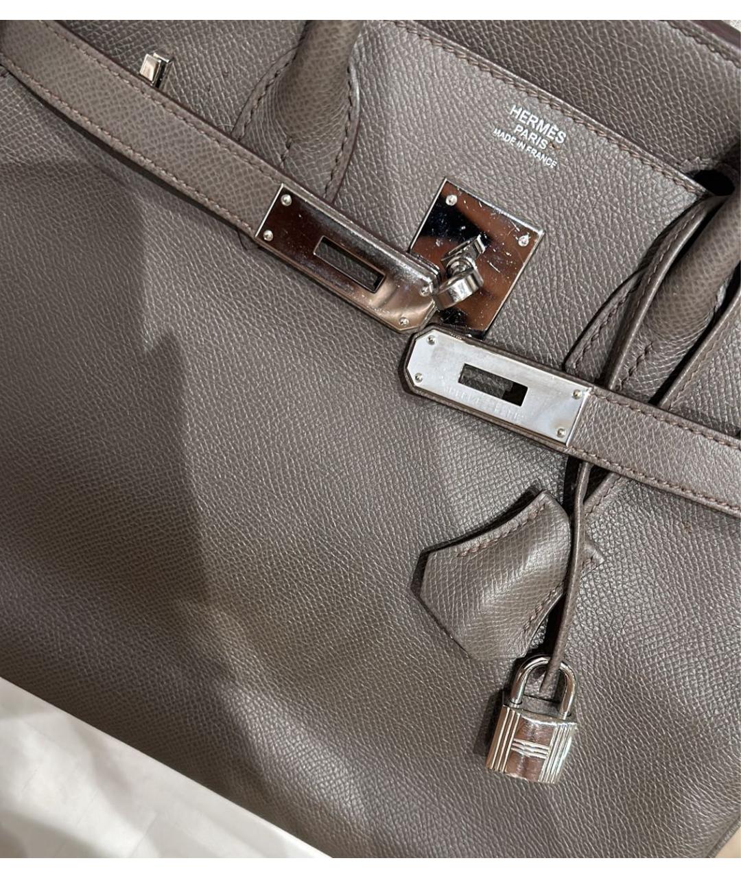 HERMES PRE-OWNED Антрацитовая кожаная сумка с короткими ручками, фото 6