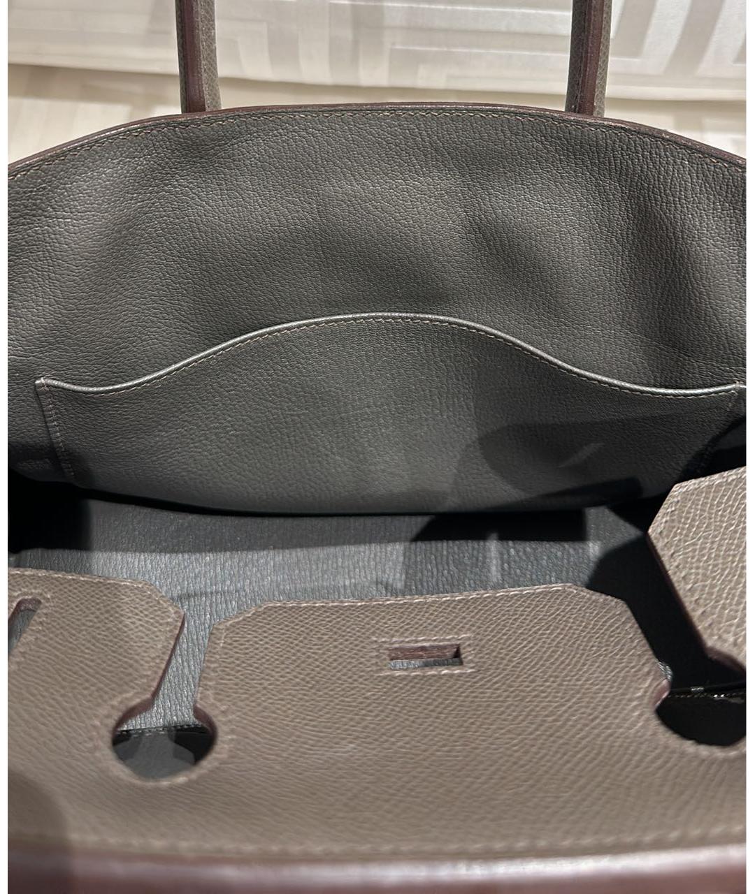 HERMES PRE-OWNED Антрацитовая кожаная сумка с короткими ручками, фото 7