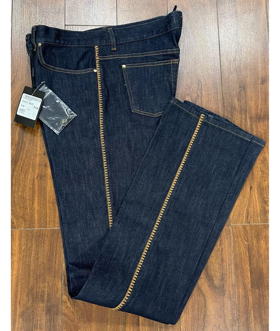 SAINT LAURENT Синие хлопковые прямые джинсы, фото 3