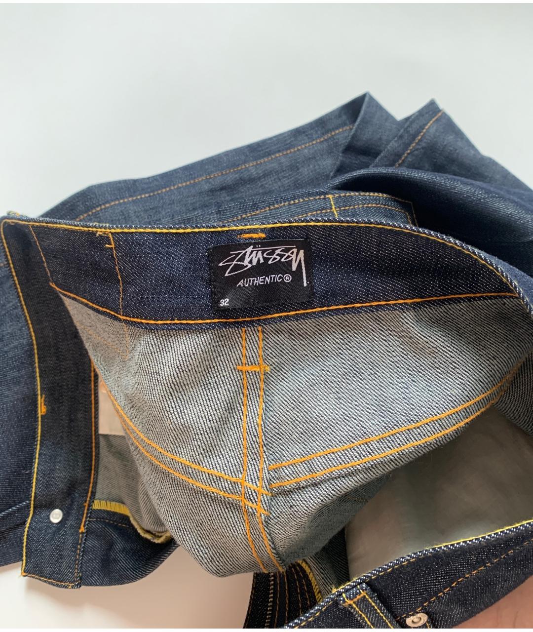 STUSSY Синие хлопковые прямые джинсы, фото 5