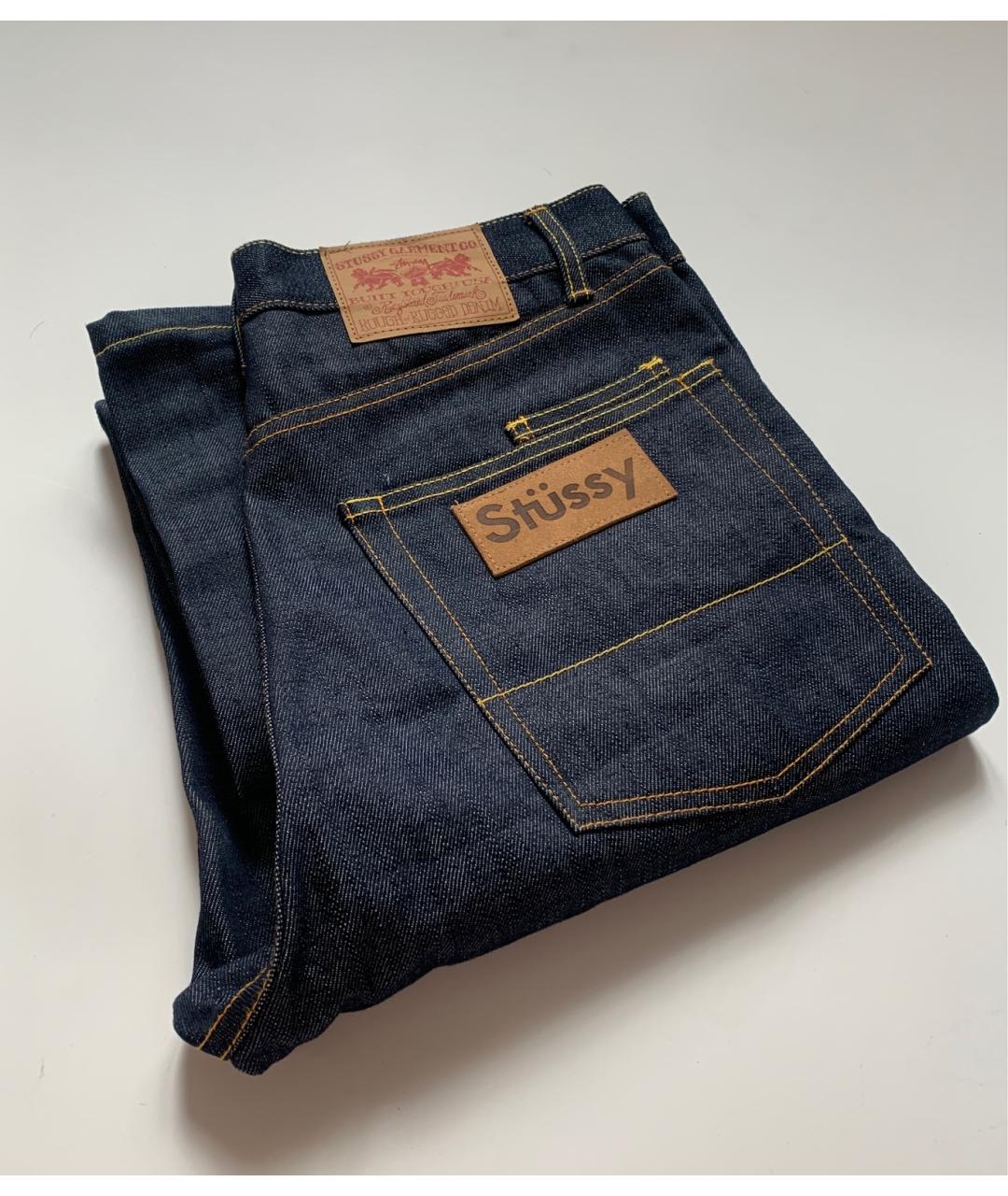 STUSSY Синие хлопковые прямые джинсы, фото 3