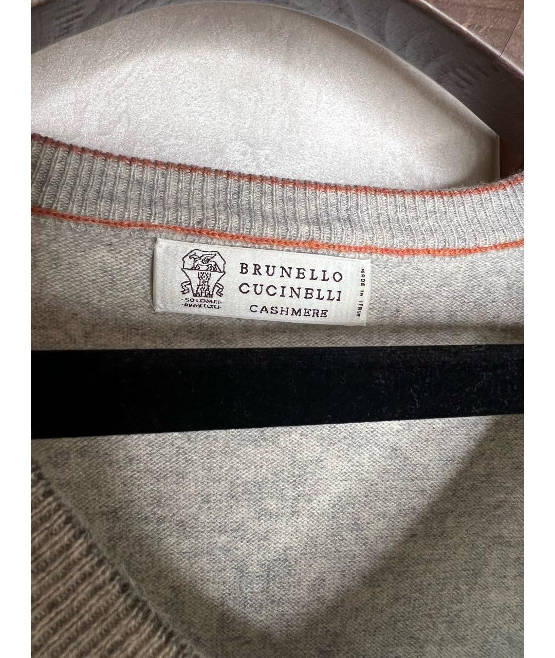 BRUNELLO CUCINELLI Серый кашемировый джемпер / свитер, фото 3