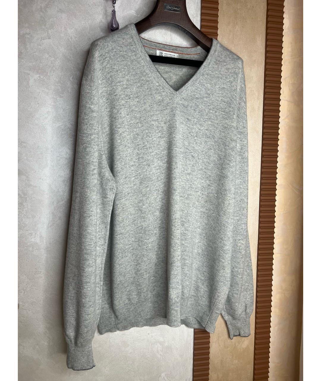 BRUNELLO CUCINELLI Серый кашемировый джемпер / свитер, фото 7