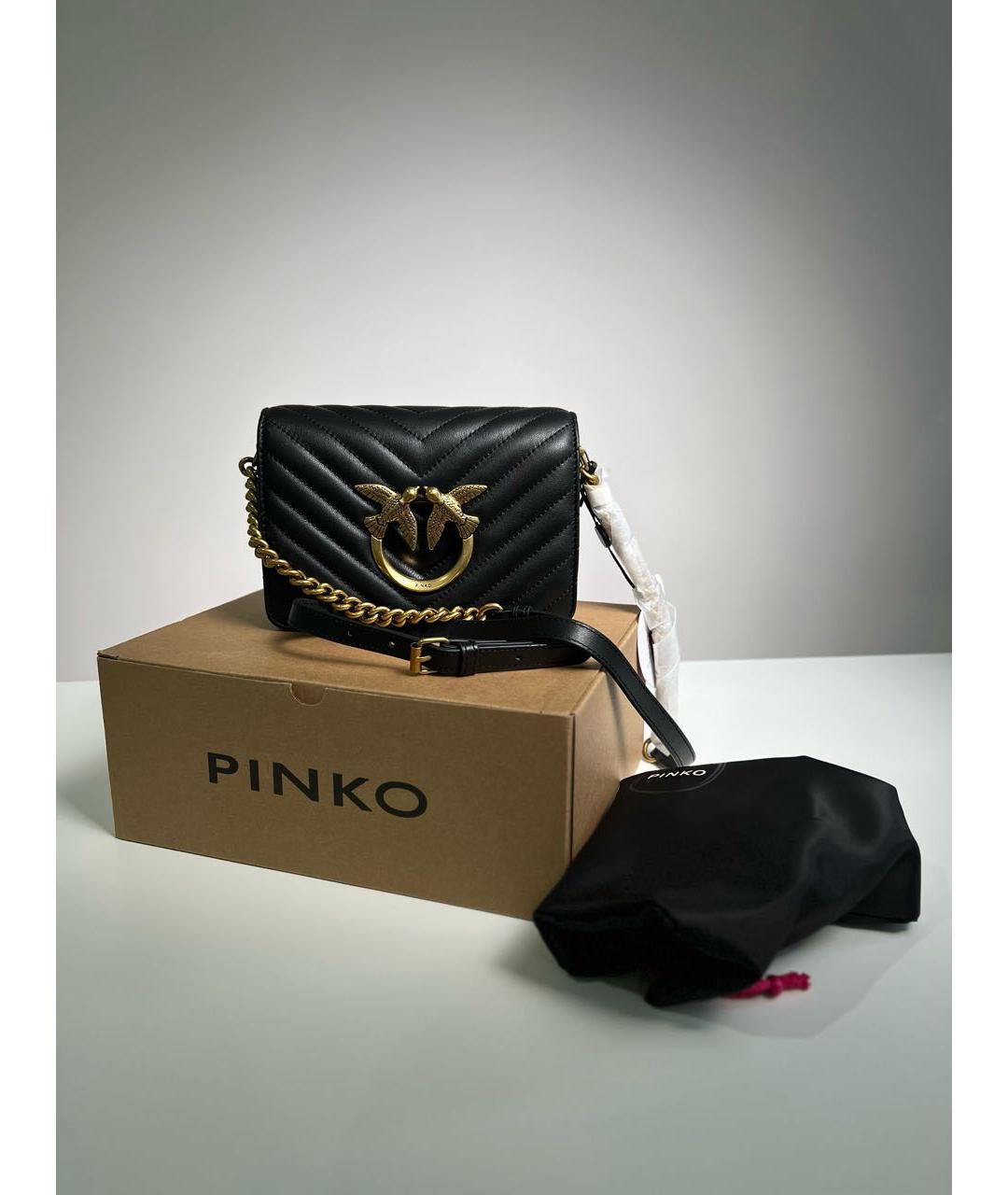 PINKO Черная кожаная сумка через плечо, фото 2