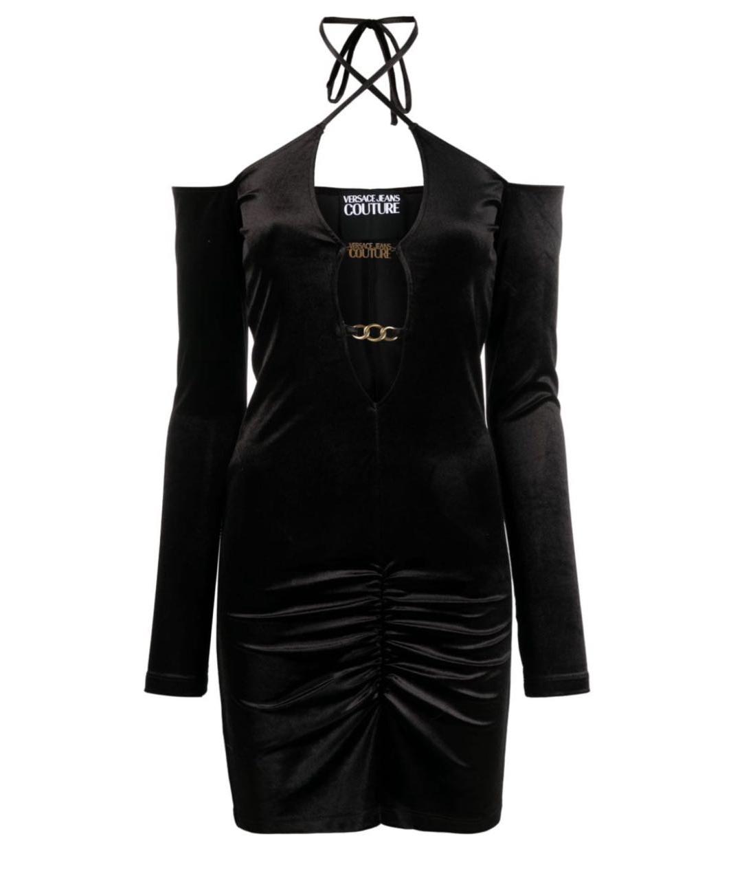 VERSACE JEANS COUTURE Черное бархатное коктейльное платье, фото 1