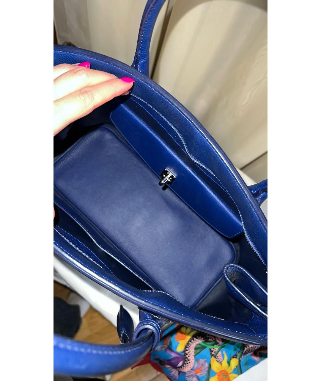 CHRISTIAN DIOR PRE-OWNED Темно-синяя кожаная сумка с короткими ручками, фото 4