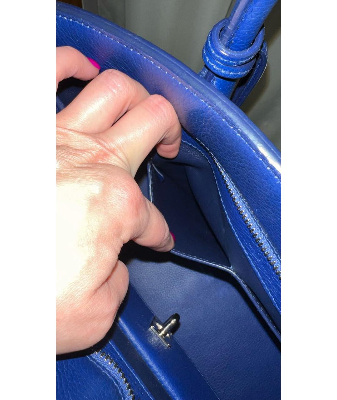 CHRISTIAN DIOR PRE-OWNED Темно-синяя кожаная сумка с короткими ручками, фото 5