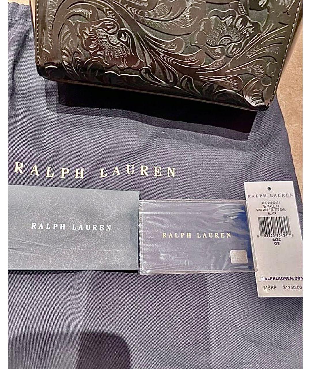 RALPH LAUREN Черная кожаная сумка тоут, фото 4