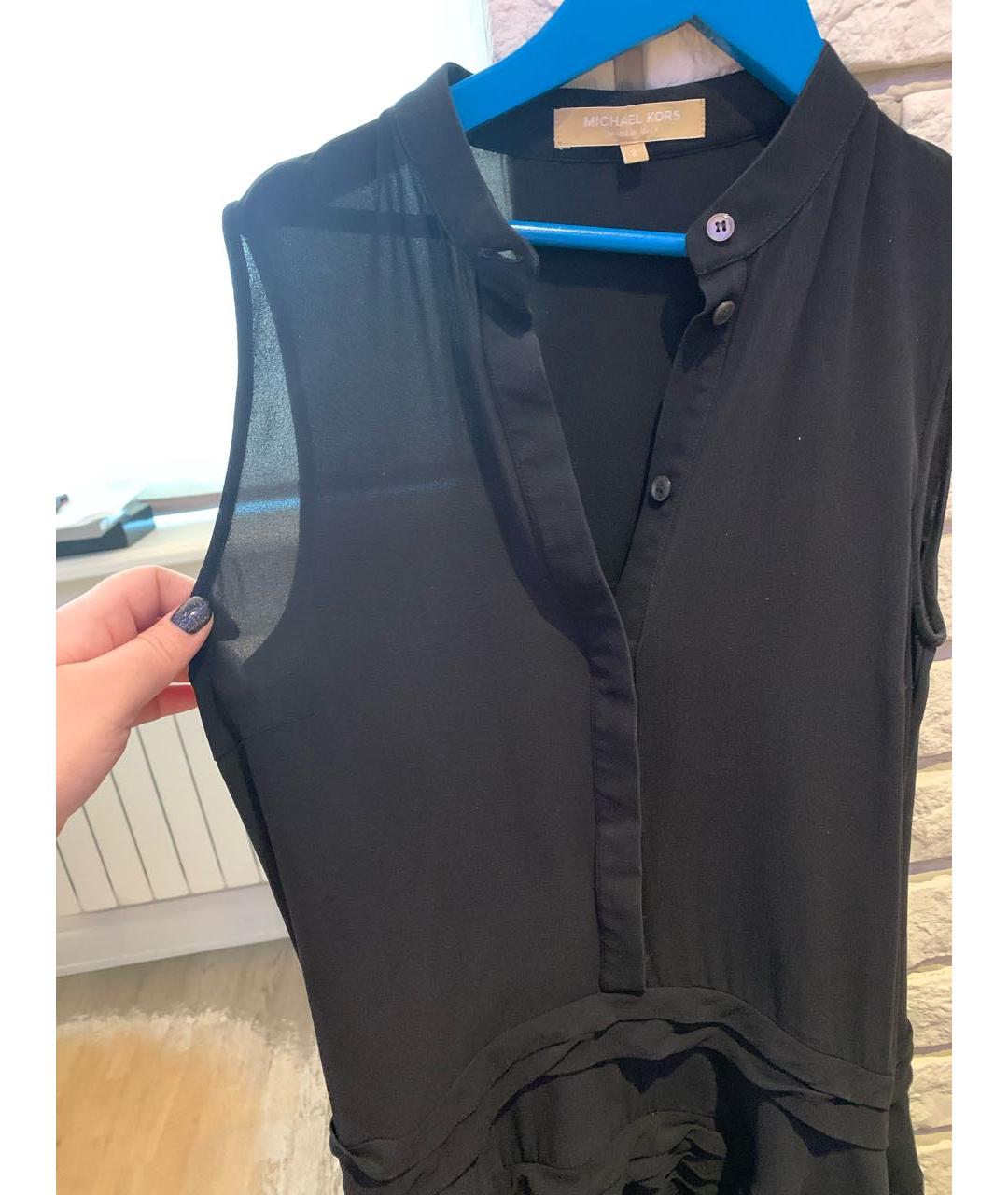 MICHAEL KORS Черное шифоновое коктейльное платье, фото 4