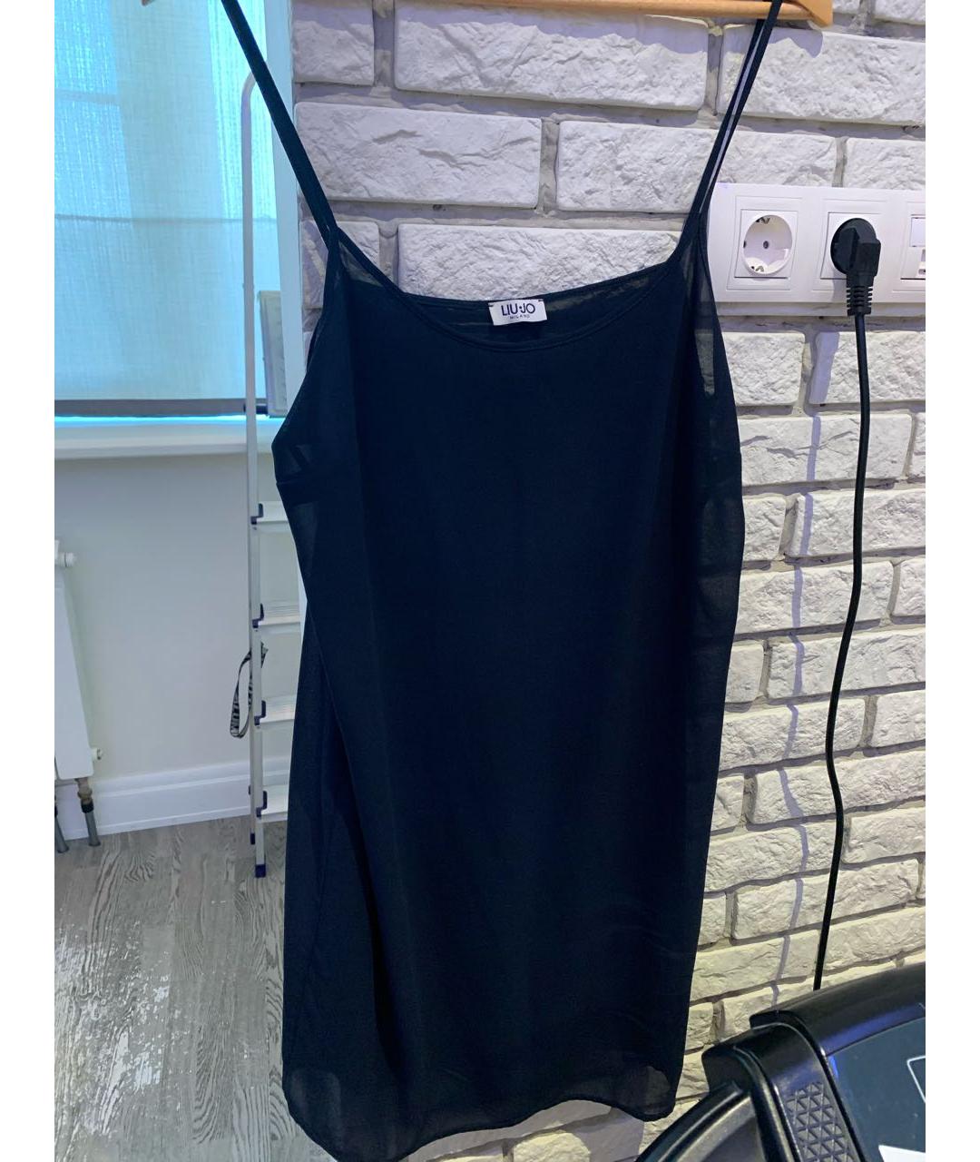 LIU JO Темно-синее шифоновое повседневное платье, фото 4