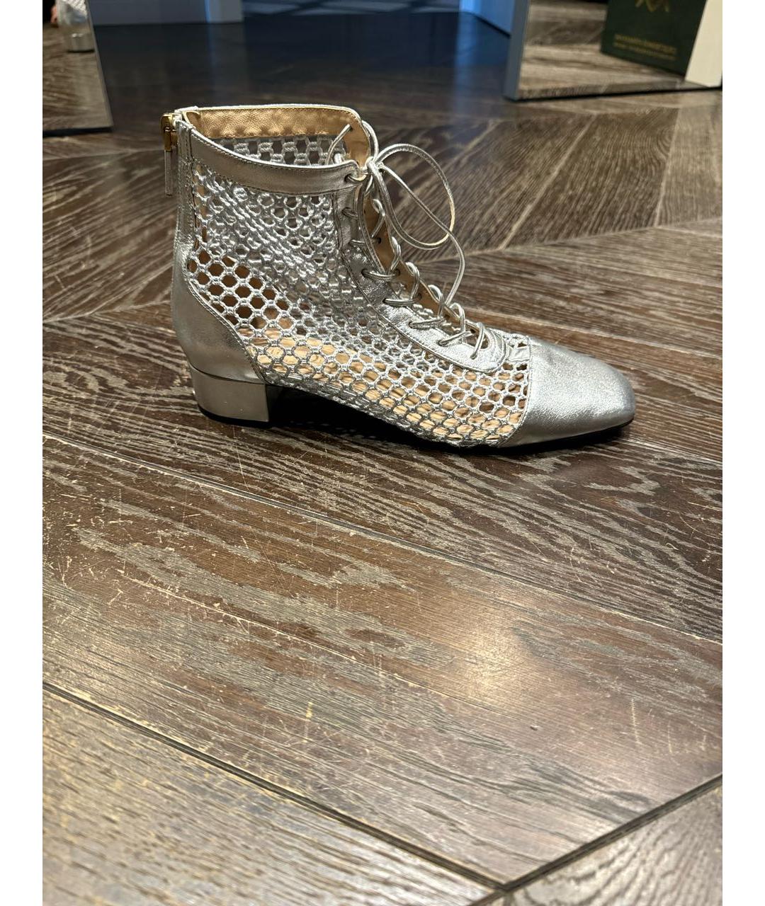 CHRISTIAN DIOR Серебряные кожаные ботильоны, фото 6