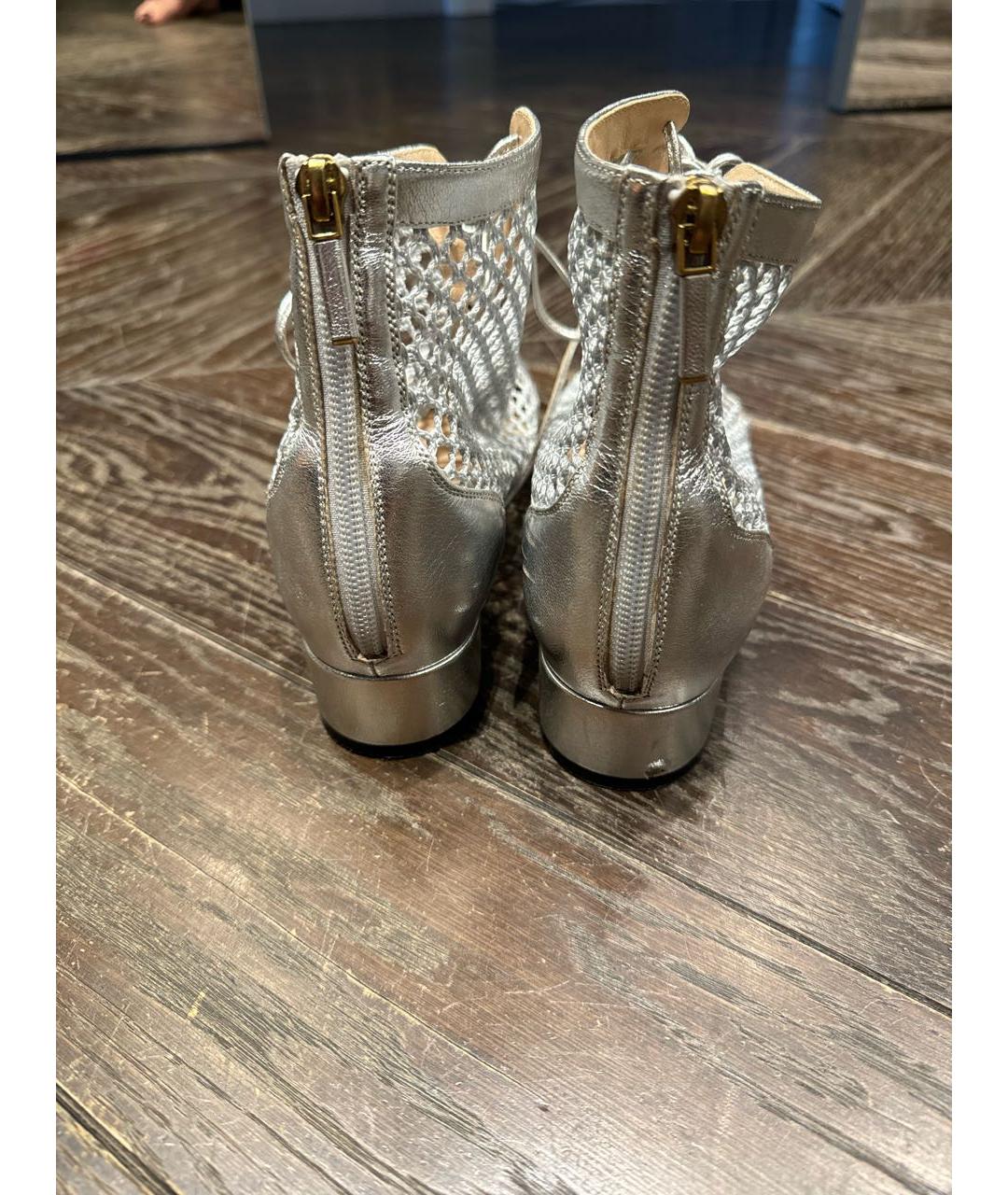 CHRISTIAN DIOR Серебряные кожаные ботильоны, фото 4