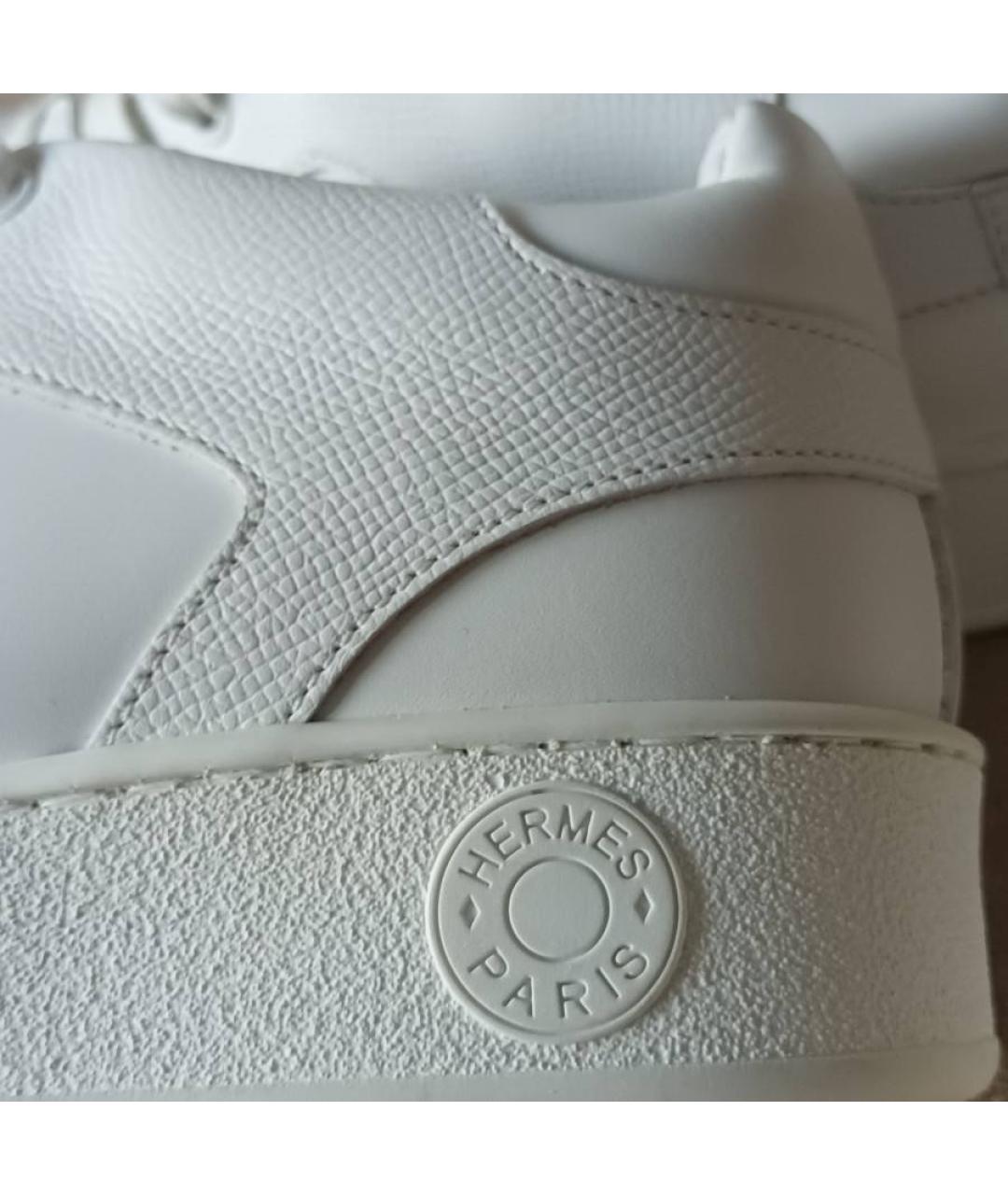 HERMES Белые кожаные кроссовки, фото 9