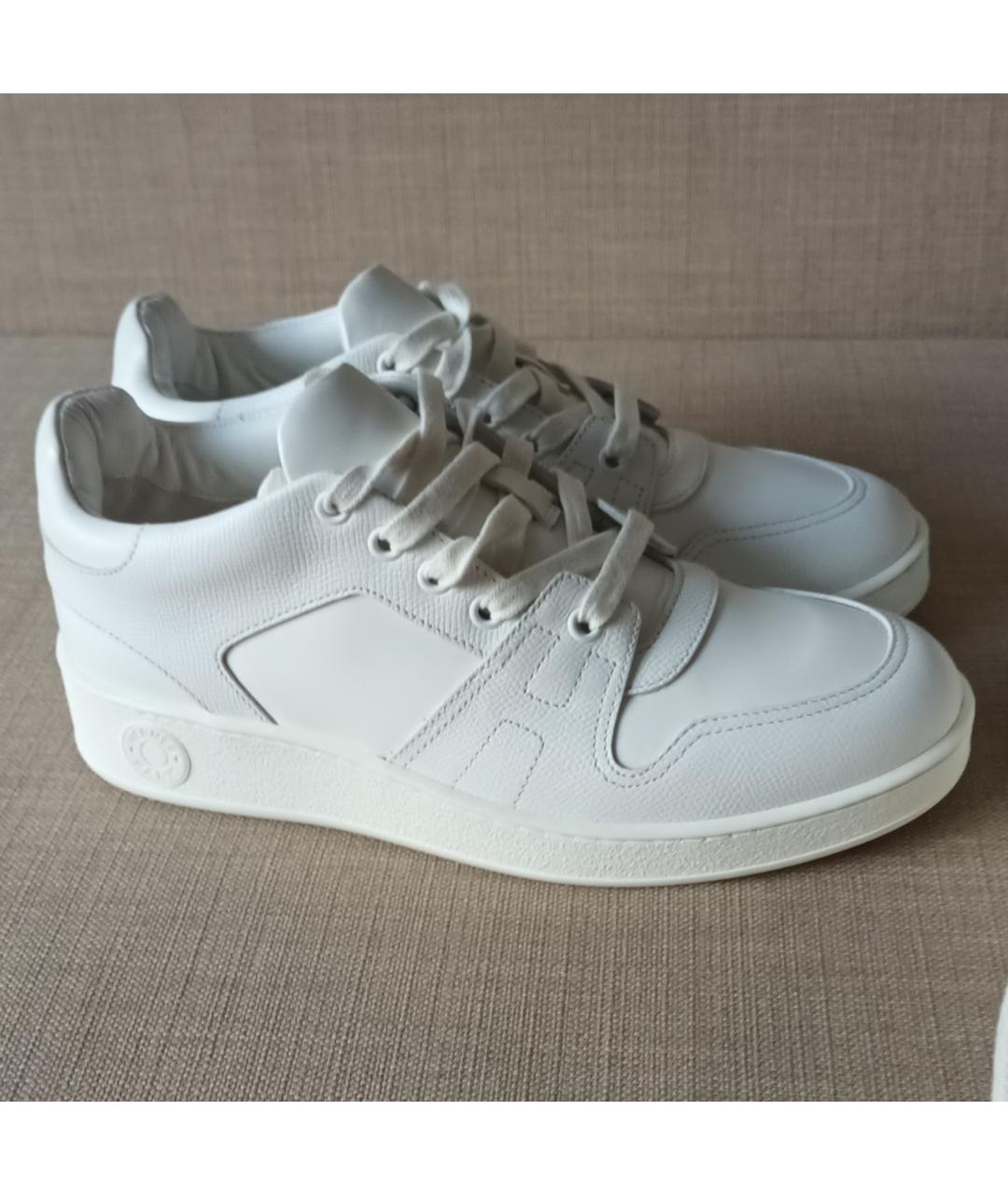 HERMES Белые кожаные кроссовки, фото 4
