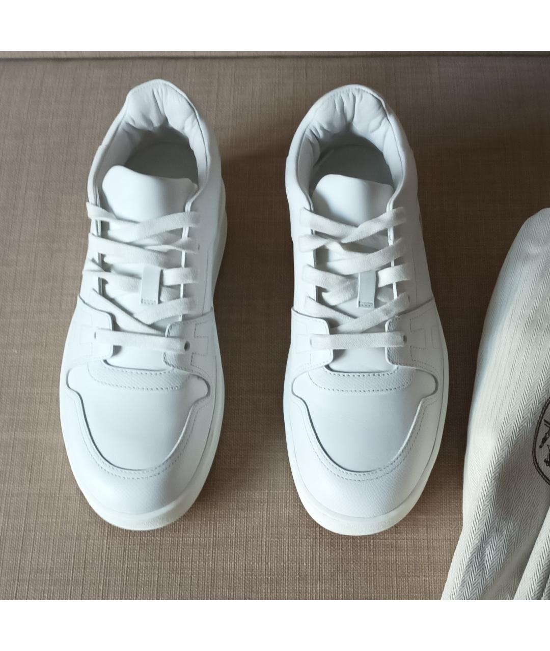 HERMES Белые кожаные кроссовки, фото 6