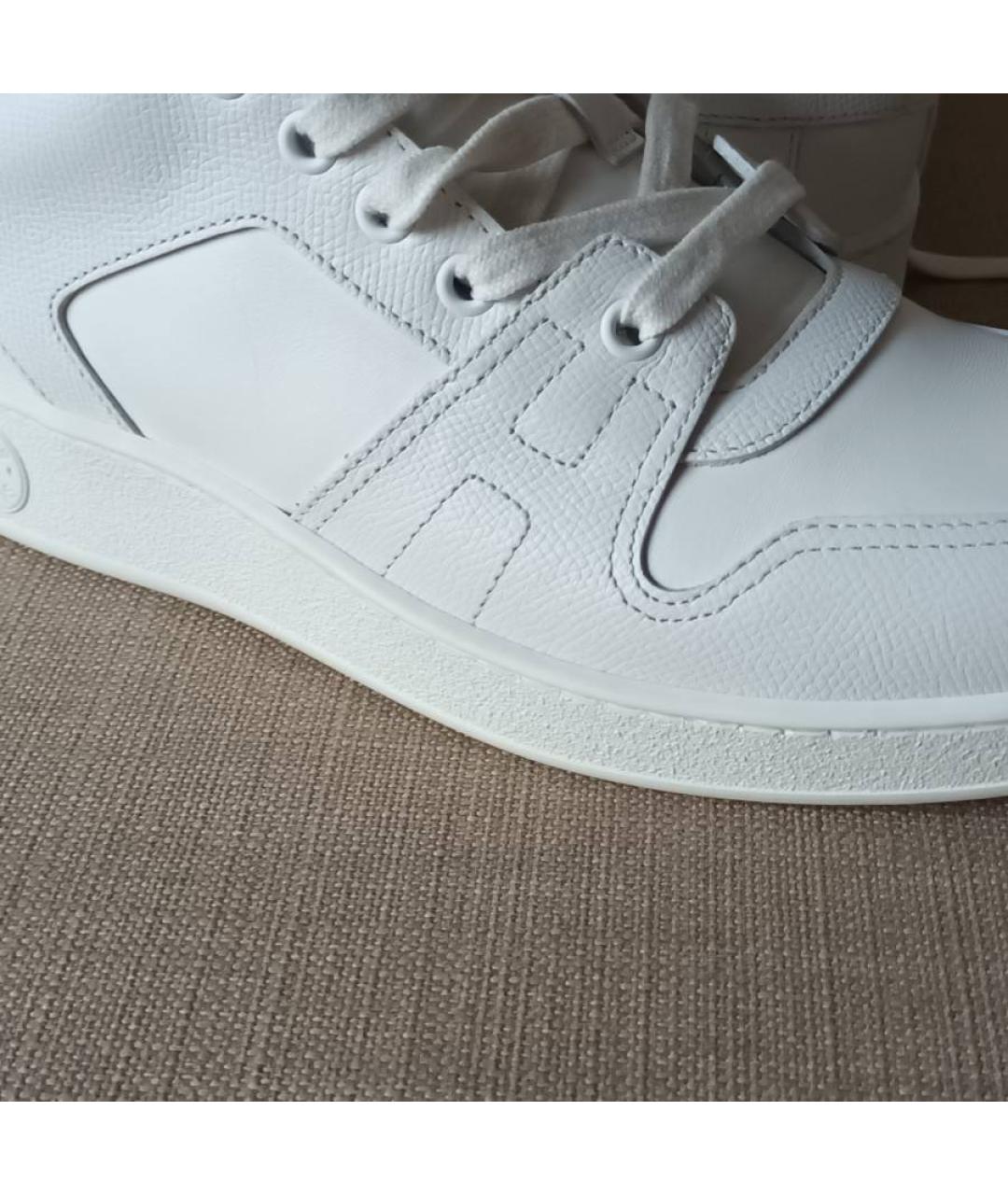 HERMES Белые кожаные кроссовки, фото 3