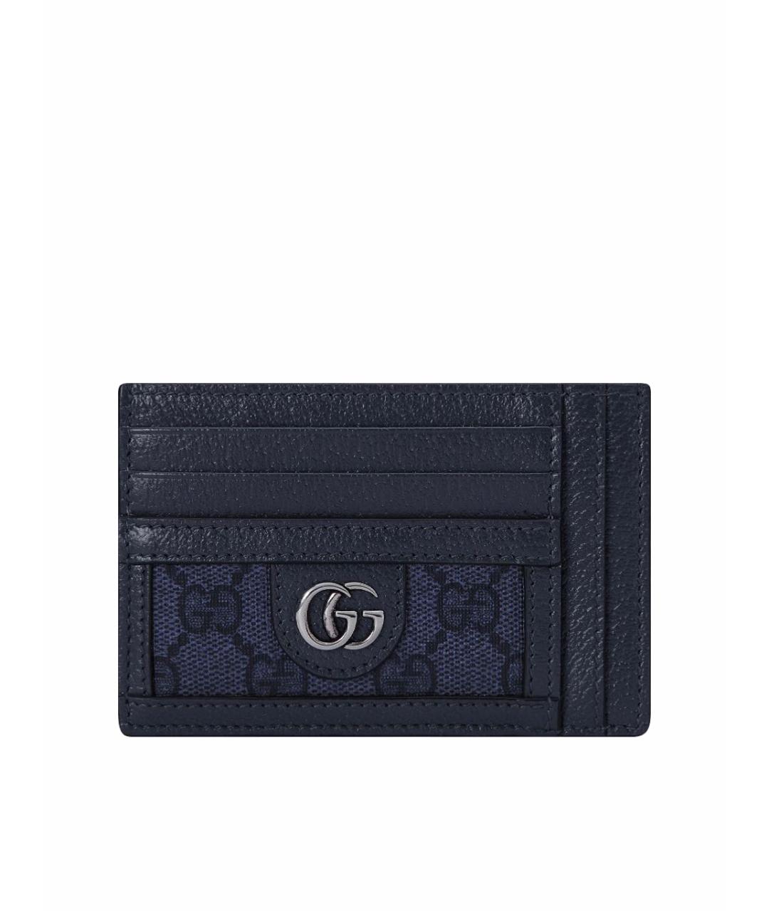 GUCCI Темно-синий кожаный кардхолдер, фото 1