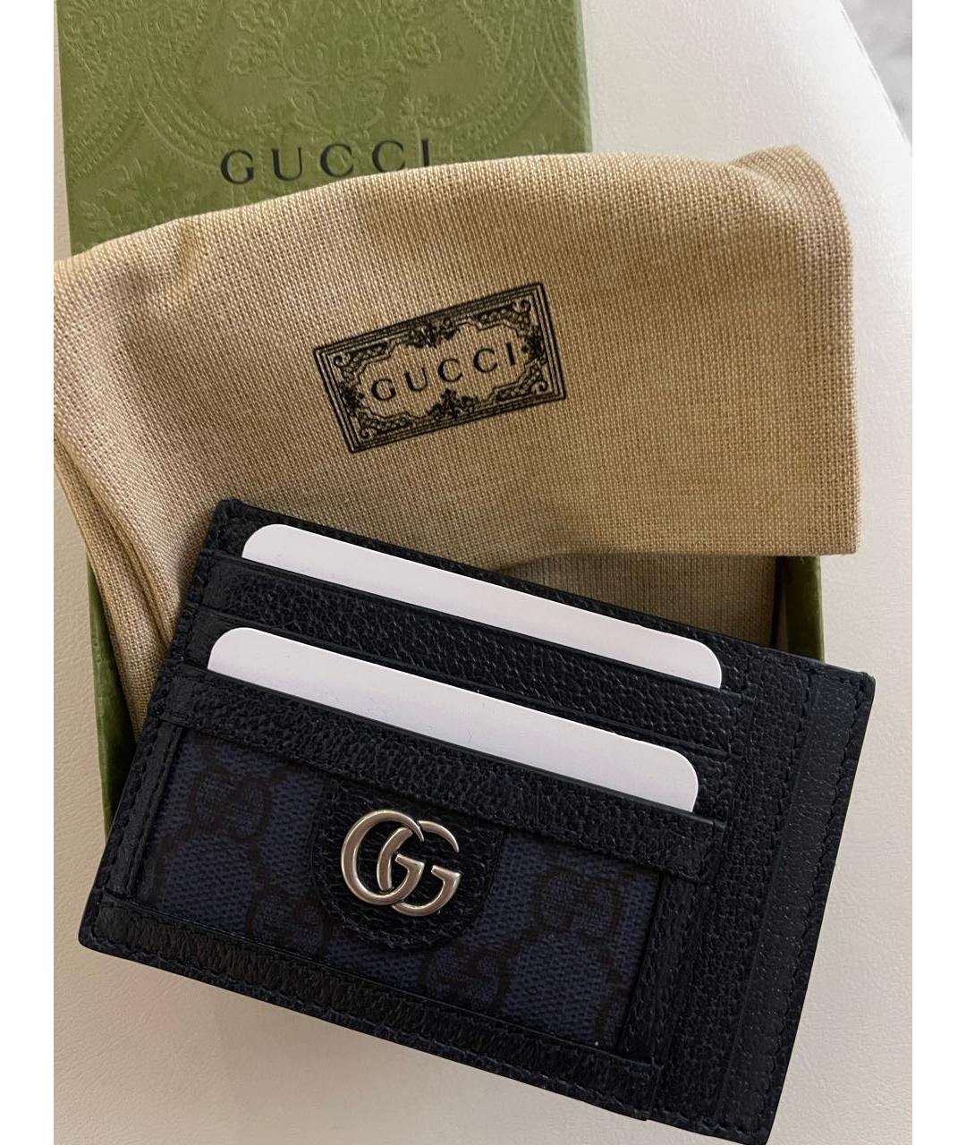 GUCCI Темно-синий кожаный кардхолдер, фото 5
