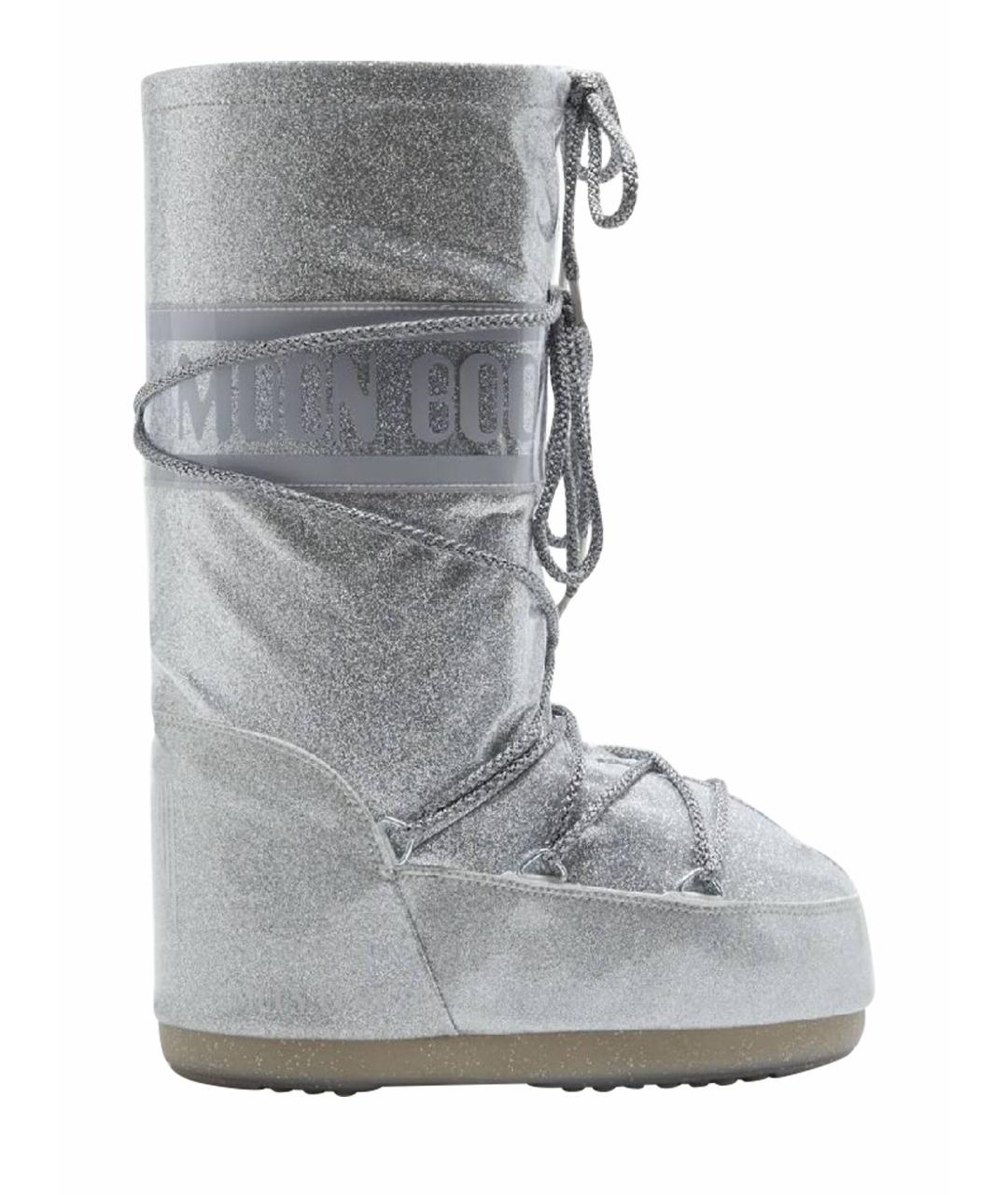 MOON BOOT Серебряные сапоги из искусственной кожи, фото 1