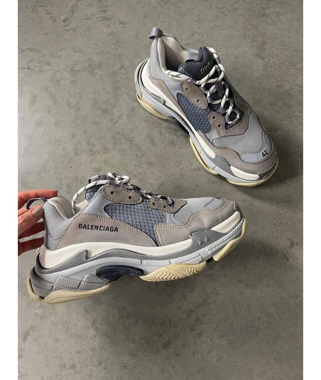 BALENCIAGA Серые низкие кроссовки / кеды, фото 5