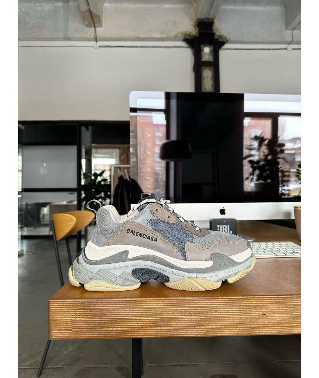 BALENCIAGA Серые низкие кроссовки / кеды, фото 7