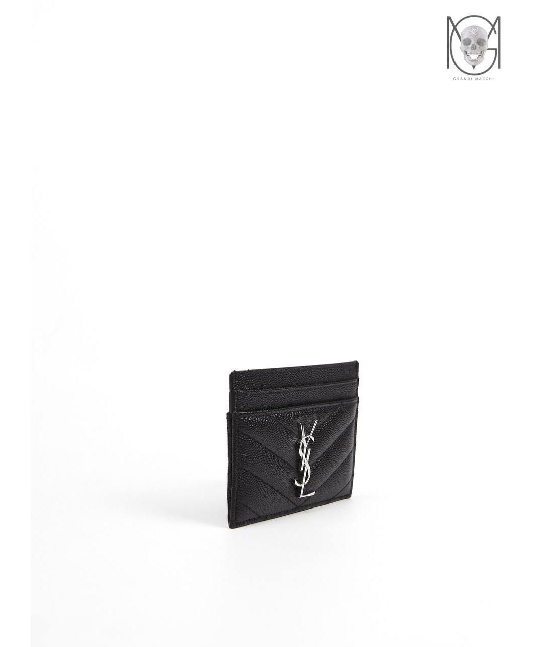 SAINT LAURENT Черный кожаный кардхолдер, фото 6