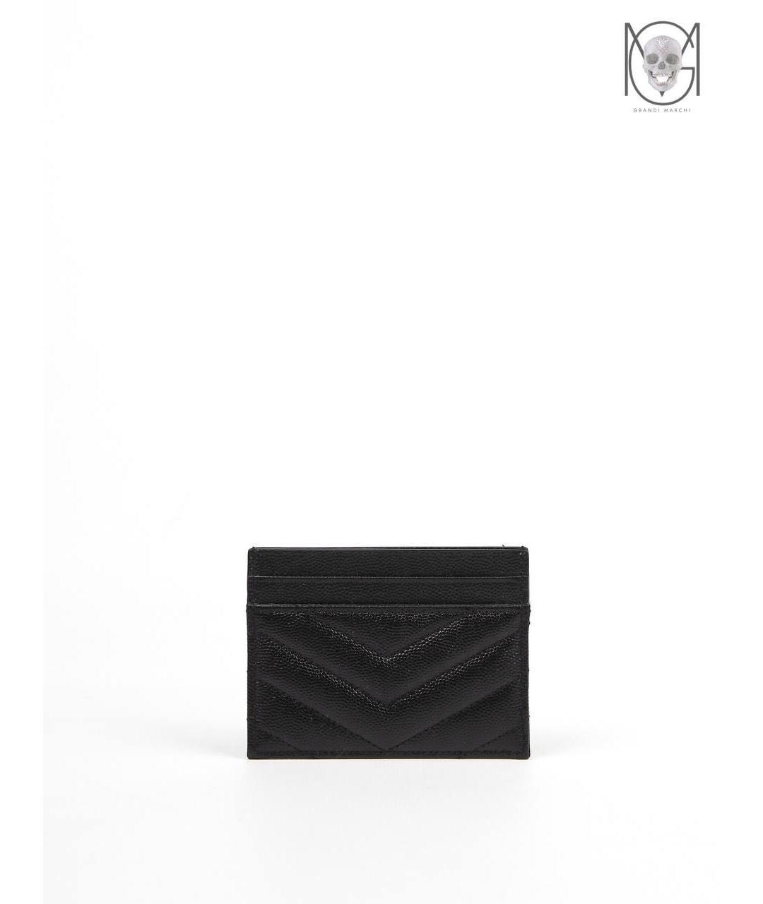 SAINT LAURENT Черный кожаный кардхолдер, фото 2