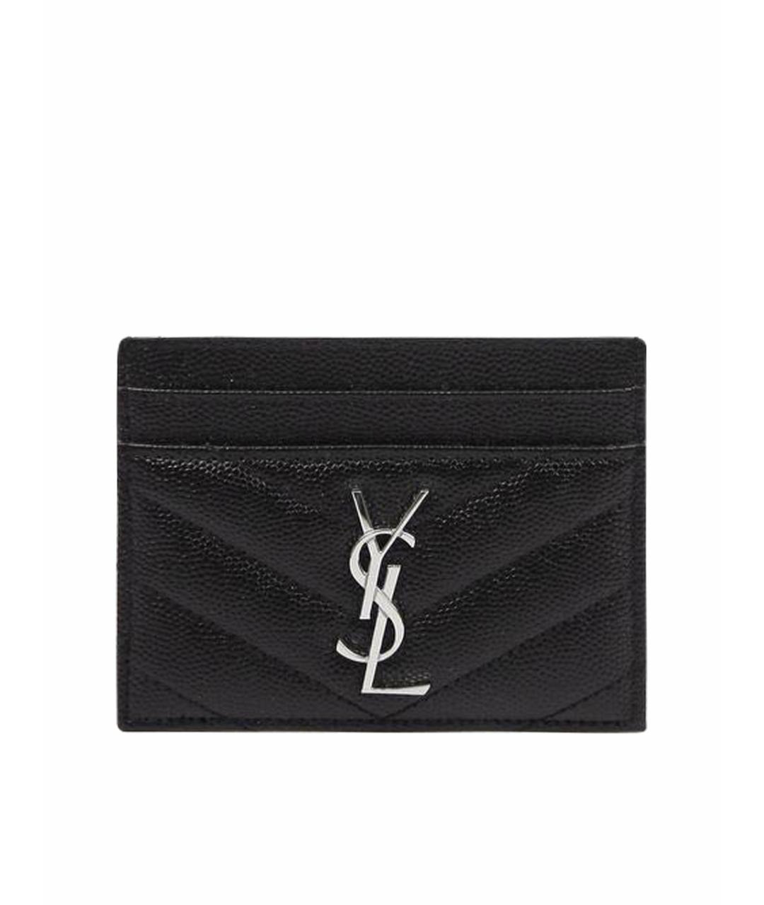 SAINT LAURENT Черный кожаный кардхолдер, фото 1
