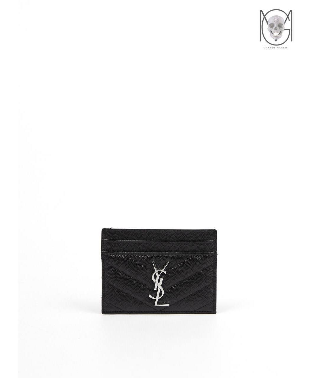SAINT LAURENT Черный кожаный кардхолдер, фото 9