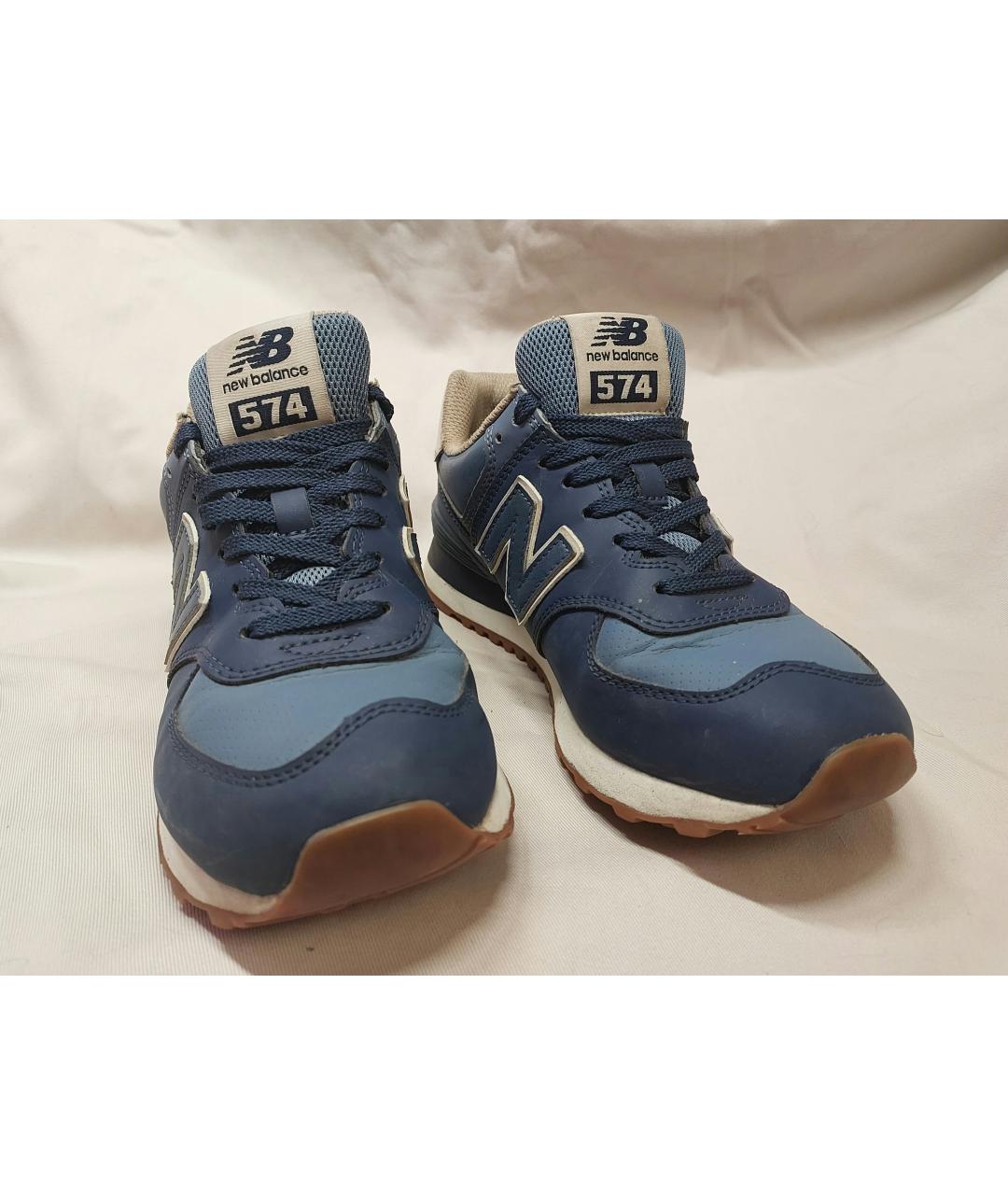 New balance 574 navy blue leather on sale