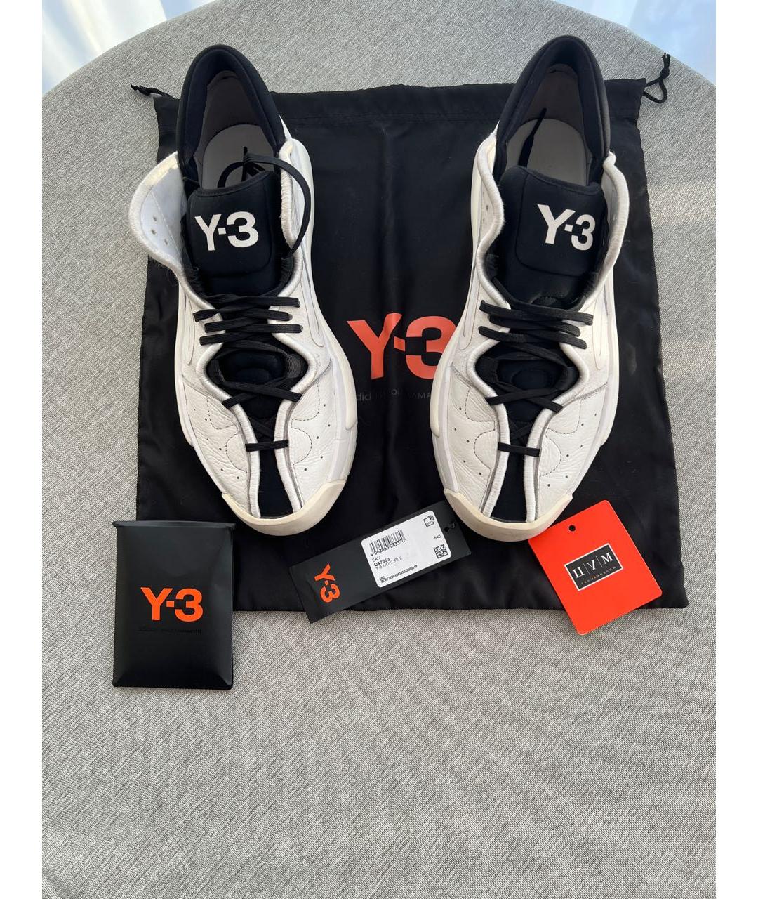 Y-3 Белые кожаные низкие кроссовки / кеды, фото 2