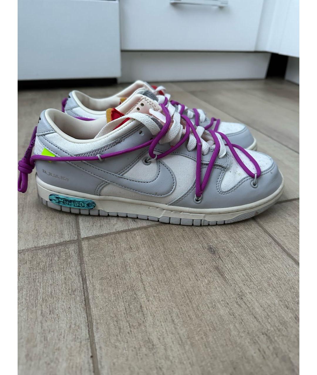 NIKE X OFF-WHITE Белые кожаные низкие кроссовки / кеды, фото 6