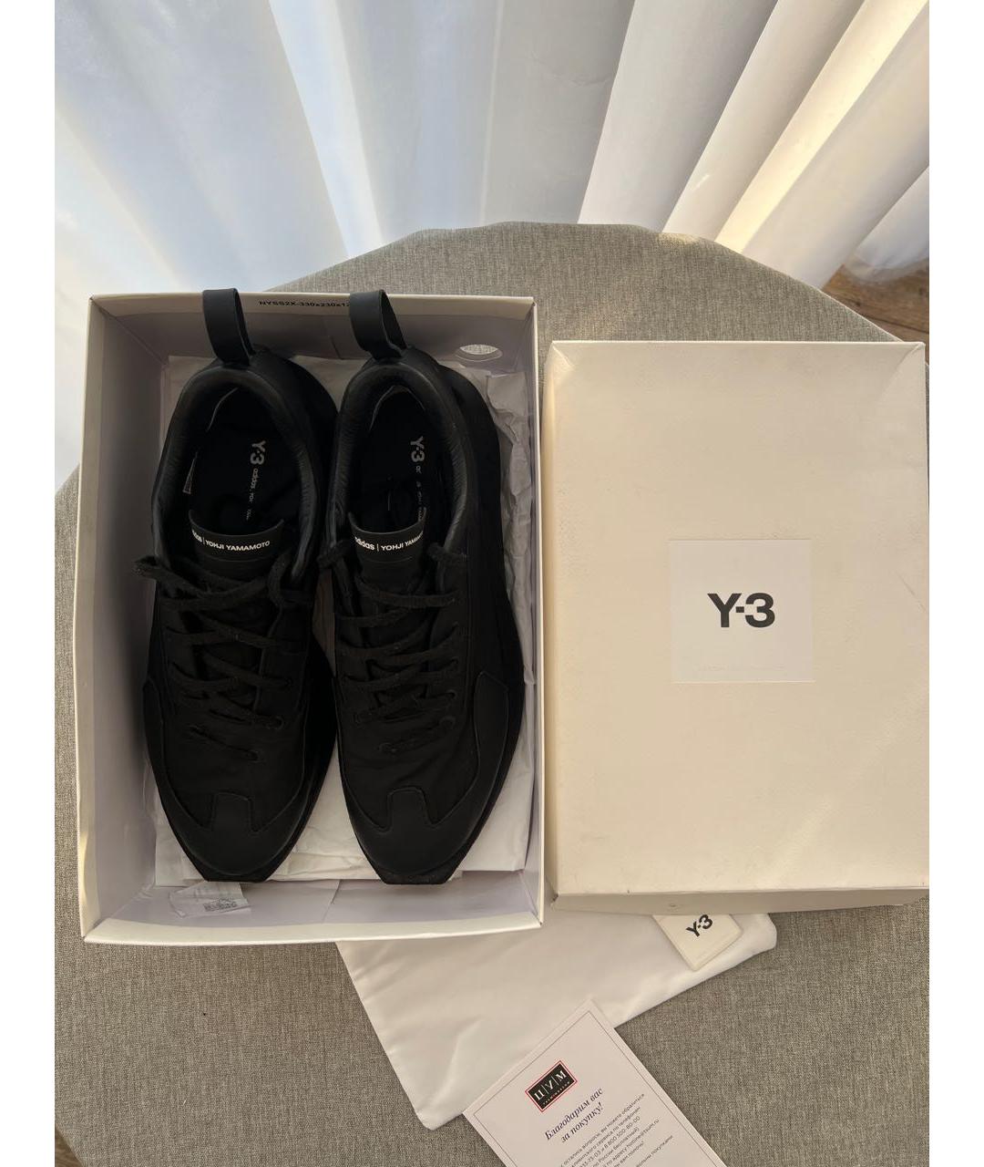 Y-3 Черные синтетические низкие кроссовки / кеды, фото 6
