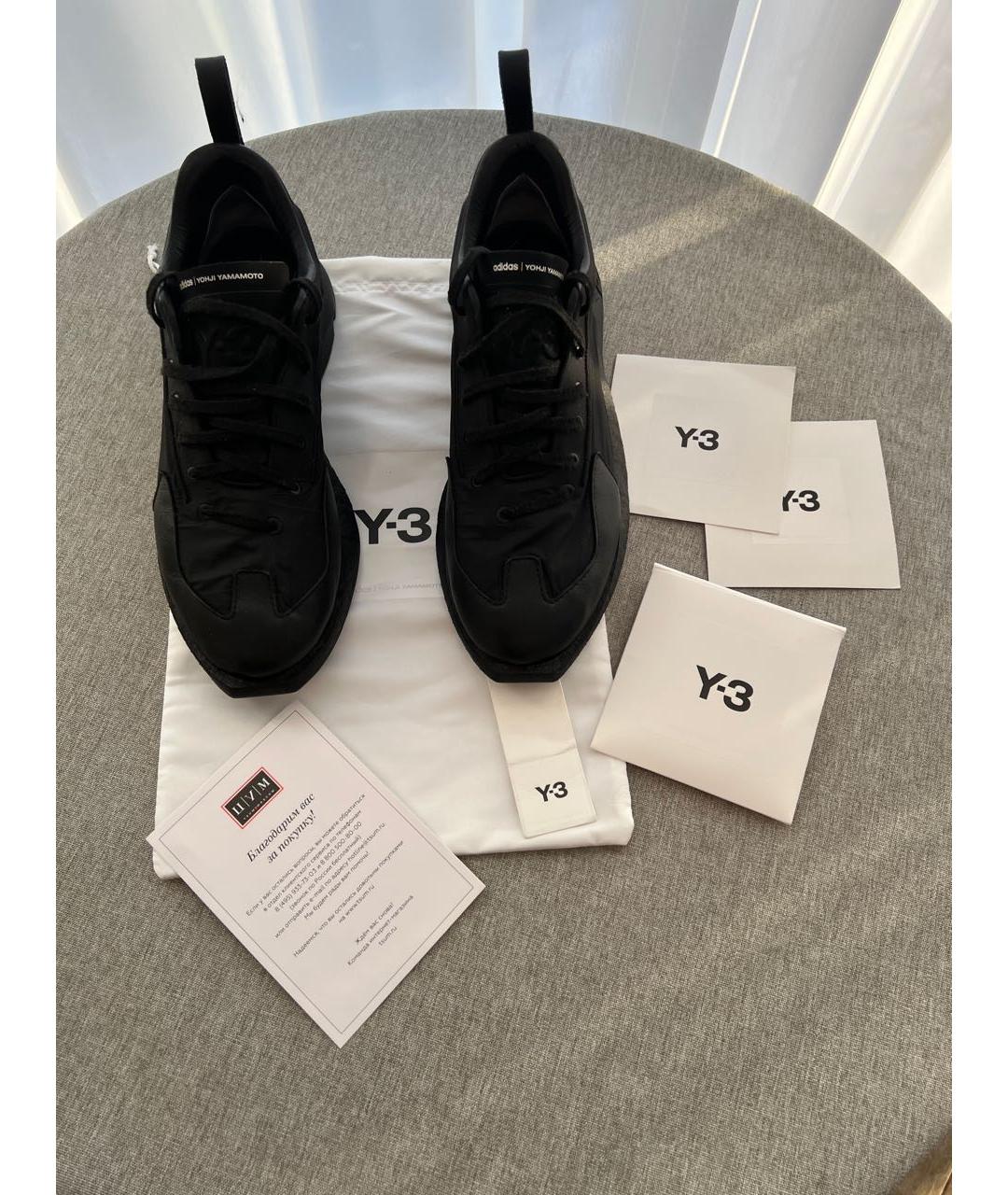 Y-3 Черные синтетические низкие кроссовки / кеды, фото 3