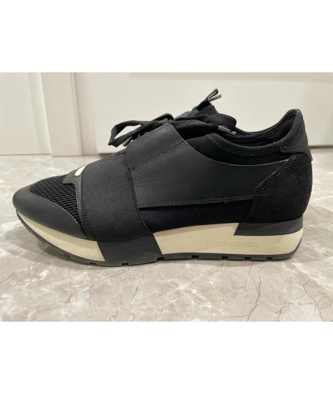 BALENCIAGA Черные кожаные кроссовки, фото 6