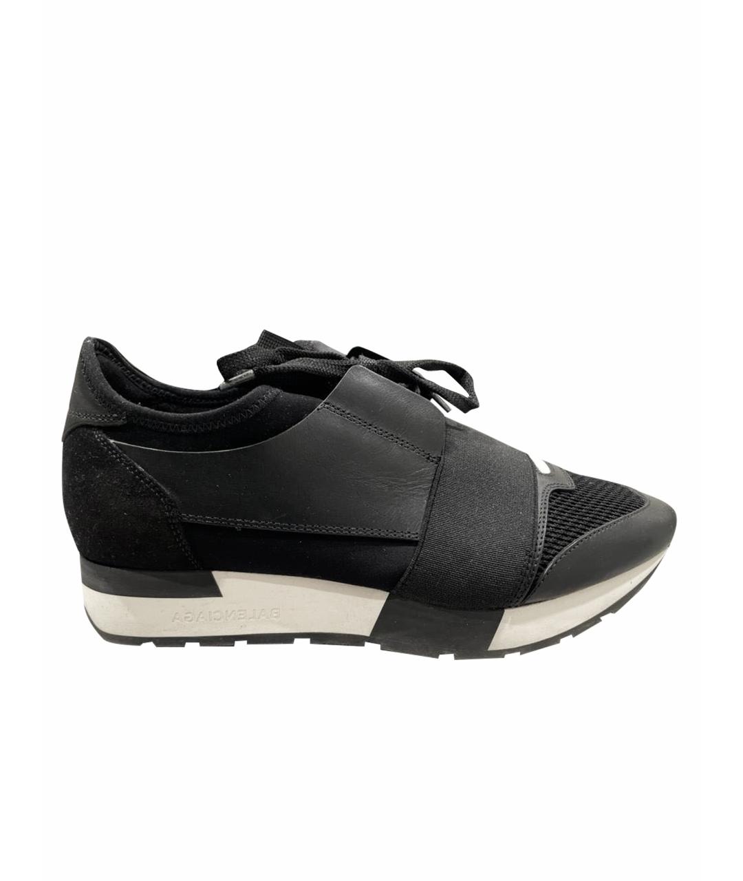 BALENCIAGA Черные кожаные кроссовки, фото 1