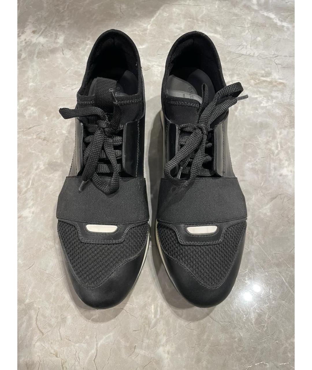 BALENCIAGA Черные кожаные кроссовки, фото 2