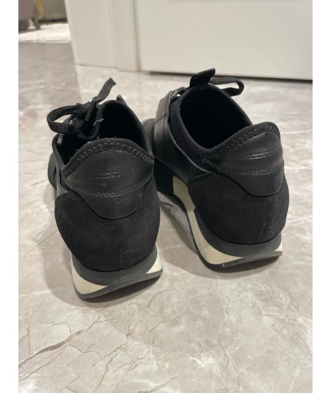 BALENCIAGA Черные кожаные кроссовки, фото 4