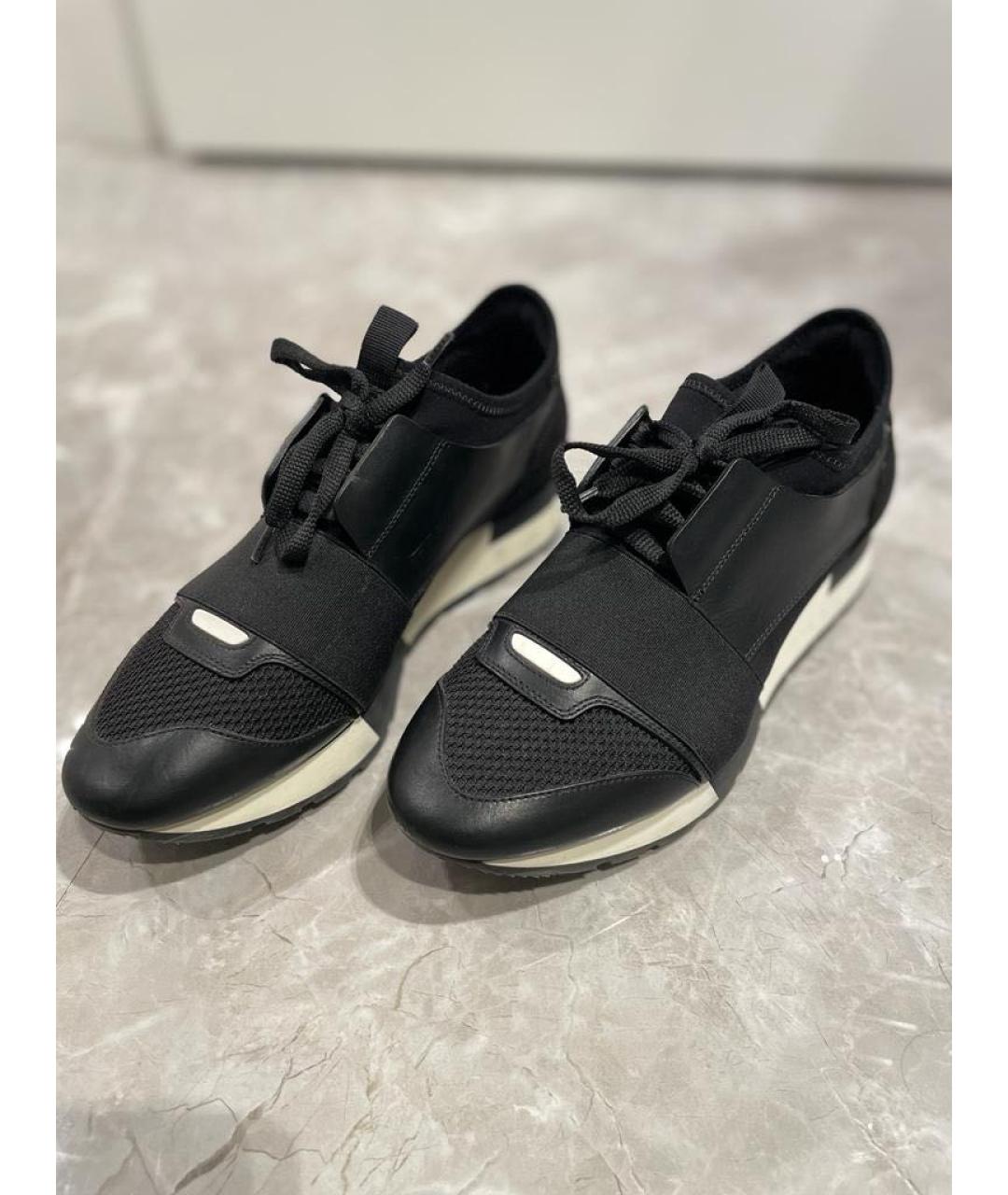 BALENCIAGA Черные кожаные кроссовки, фото 5